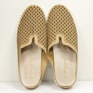 ILSE JACOBSEN Hornbaek Tulip Perforated Leather Mules Tan Resort Vacation 38/8